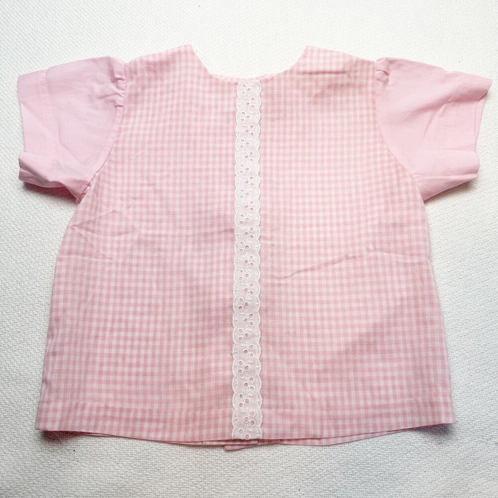 Vintage Handmade Button Back Gingham Blouse